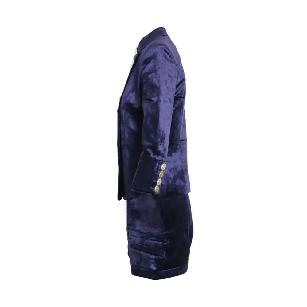 Pierre Balmain Military Blazer and Shorts Set in Blue Velvet - Picture 3 of 12